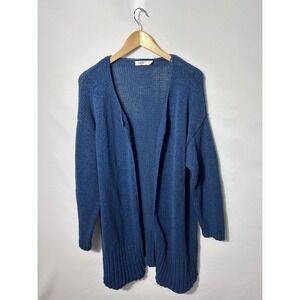 UGG Cardigan Sweater Womens Large Blue Cotton Nylon Open Front Knit Relaxed Fit